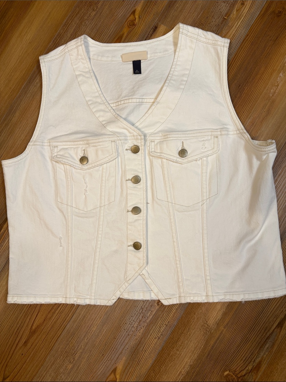 Universal Thread White Denim Vest with Button Front